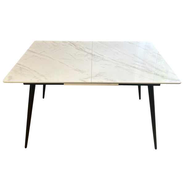 White and Gold 1.3m Ceramic extending dining table